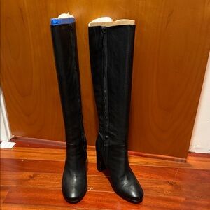 VINCE Black Knee-High Leather Boots